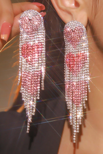 Red Heart Trendy fuld diamant kvast øreringe